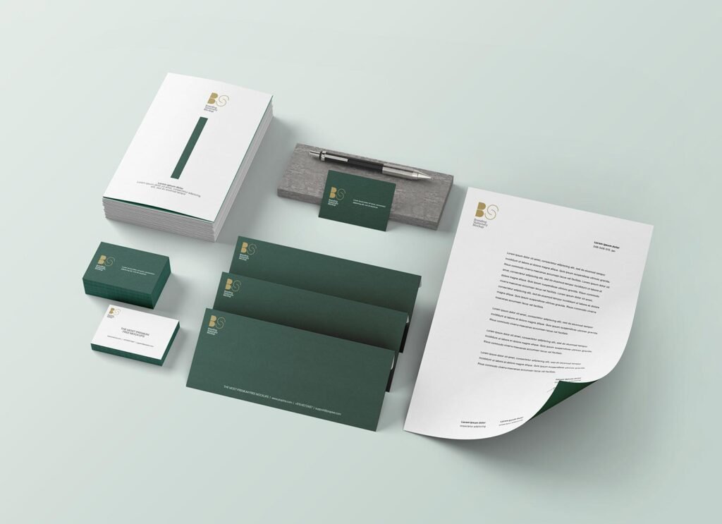 Free-Logo-Branding-Stationery-with-Brochure-Mockup-PSD